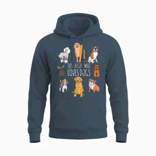 Fun Dog Puppy Lover Themed | Cute Just a Girl Who Loves Dogs Unisex Hoodie - Dark Heather