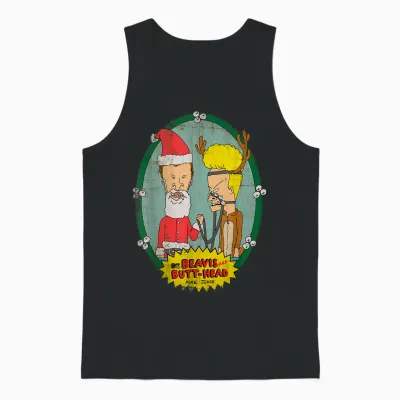 Beavis and Butt-Head Santa Reindeer Christmas Unisex Tank Top - Black