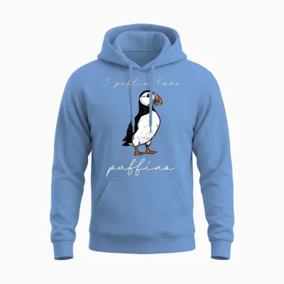 I Puffin Love Puffins Citation D'oiseau De Rivage Humoristique Manche Longue Unisex Hoodie - Carolina Blue