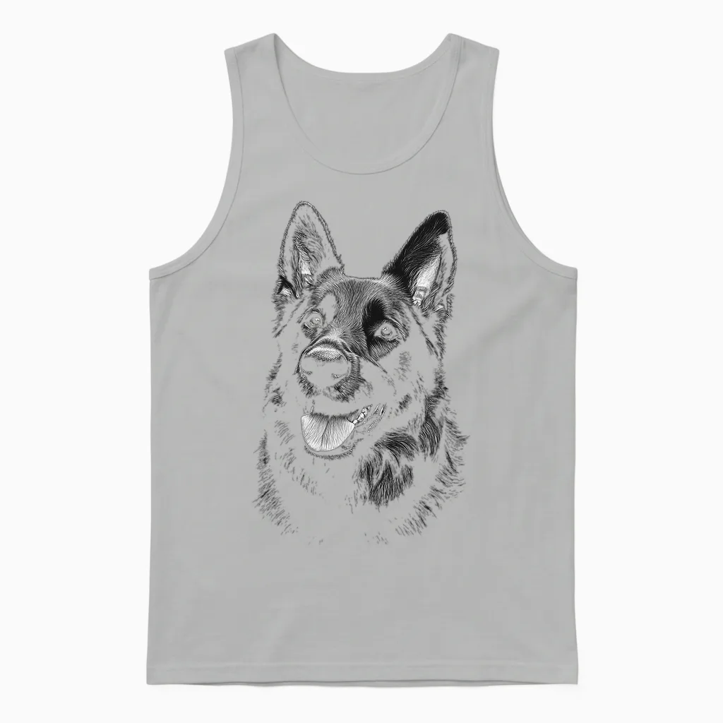 Deutscher Schäferhund Grafik Haustier Kunst Deutscher Schäferhund Unisex Tank Top in Ash