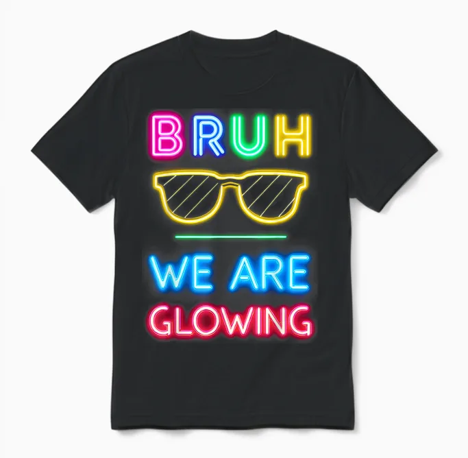 Bruh We Are Glowing in My Glowing Era Unisex T-Shirt in Black