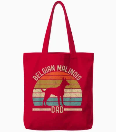 Belgian Malinois Dad Tote Bags - Red