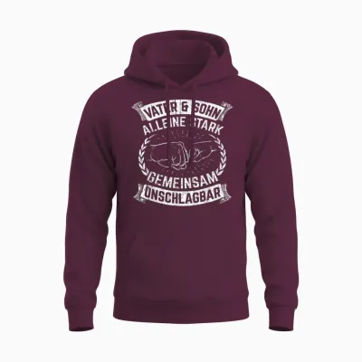 Vater & Sohn Alleine Stark Gemeinsam Unschlagbar Vater Unisex Hoodie - Maroon