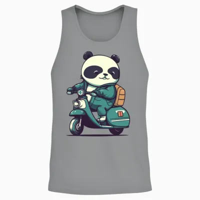 Funny Panda on Scooter Unisex Tank Top - Sport Grey