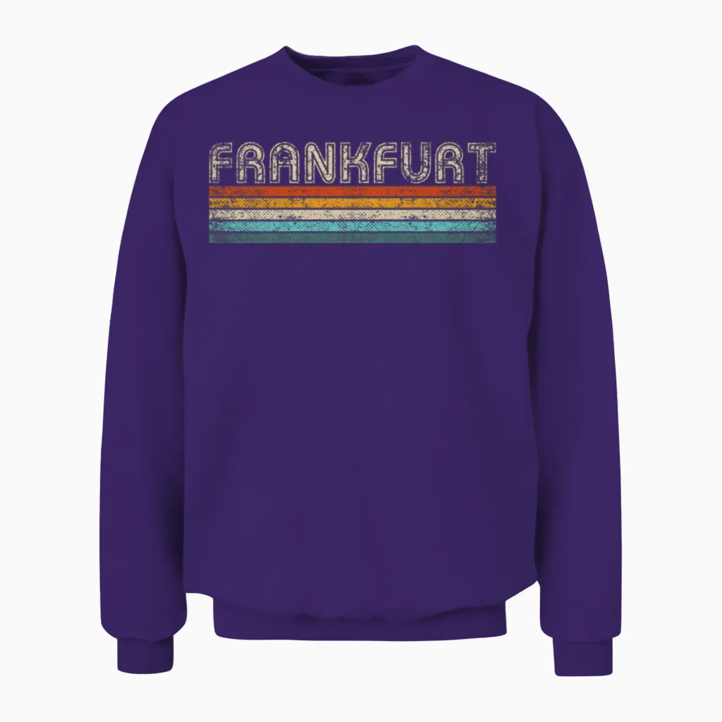 Frankfurt City Retro Design Unisex Sweatshirt in Purple