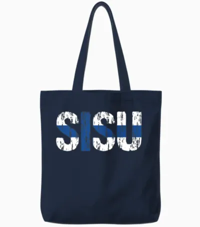 Sisu Finnish Flag Distressed Suomi Tote Bags - Navy