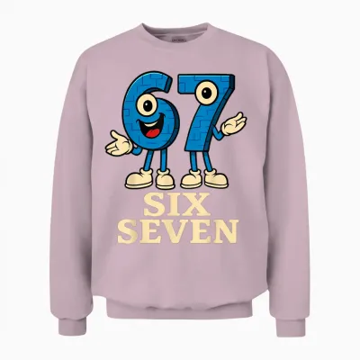 67 Six Seven 6-7 Funny Italian Brain Red Gaming Meme Unisex Sweatshirt - Light Pink