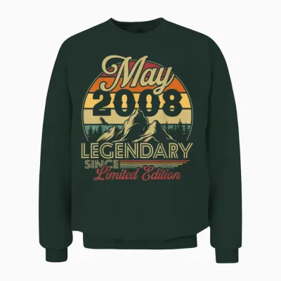 Vintage Anniversaire 18 Ans Pour Né En Mai 2008 Cadeau Unisex Sweatshirt - Forest