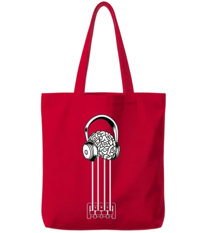 Brained Bass Guitar Tote Bags - Red
