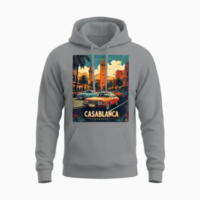 Casablanca Morocco Vintage 80s Retro Style Unisex Hoodie - Sport Grey