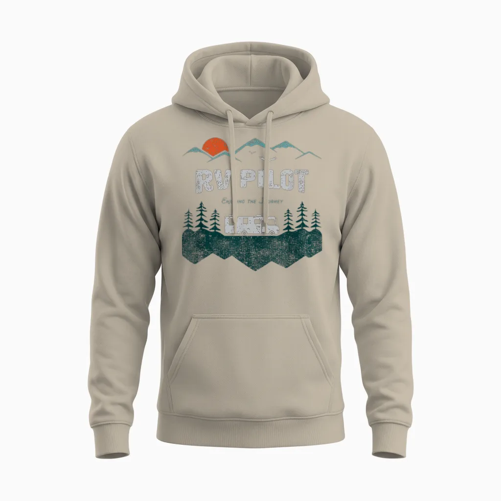 Rv Pilot Camping Shirt Motorhome Travel Vacation Gift Unisex Hoodie in Sand