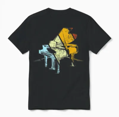 Piano Retro Unisex T-Shirt - Black