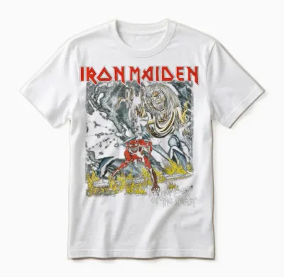 Iron Maiden - Eddie Number of the Beast T-Shirt, Black Unisex T-Shirt - White