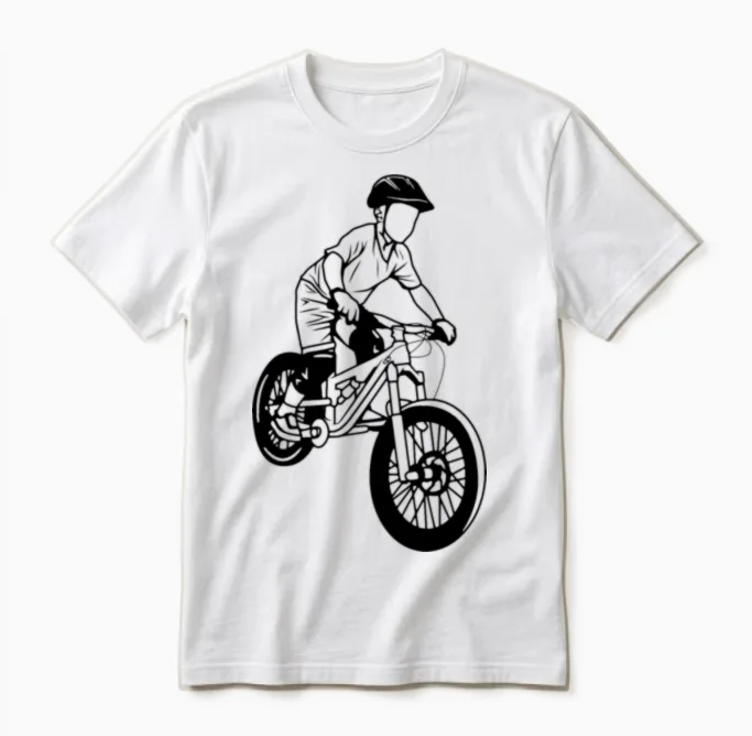 Mountain Biking Boy Unisex T-Shirt in White