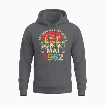Vintage Mai 1962 Cadeau Anniversaire 64 Ans Hommes Femmes Unisex Hoodie - Charcoal