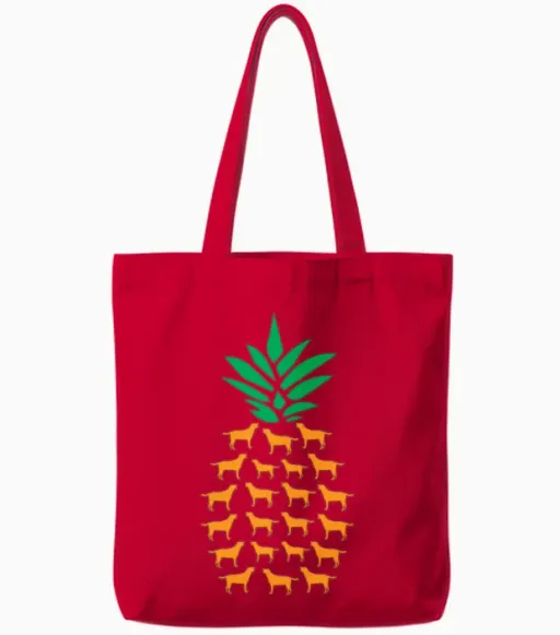 Pineapple Dogs Tote Bags - Red