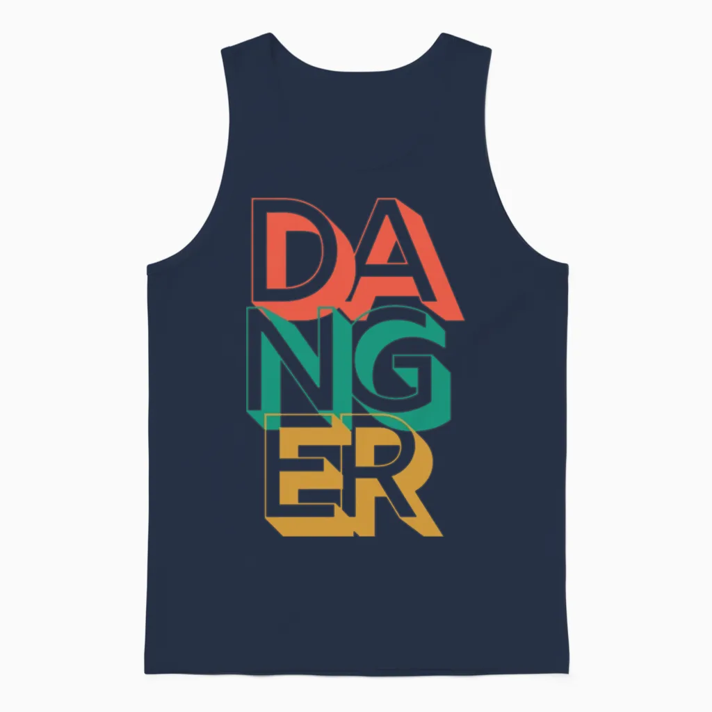 Retro Danger Unisex Tank Top in Navy