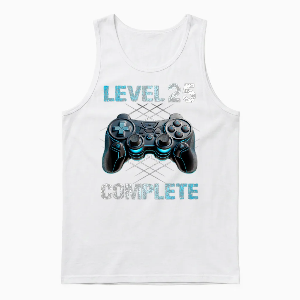 Level 25 Complete Gamer Mann 25. Geburtstag Freigeschaltet Unisex Tank Top in White