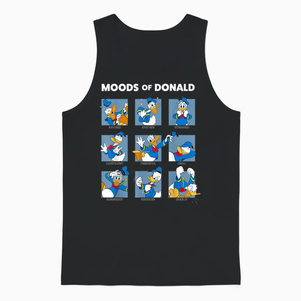 Disney Mickey and Friends Moods of Donald Duck Short Sleeve Unisex Tank Top in Black