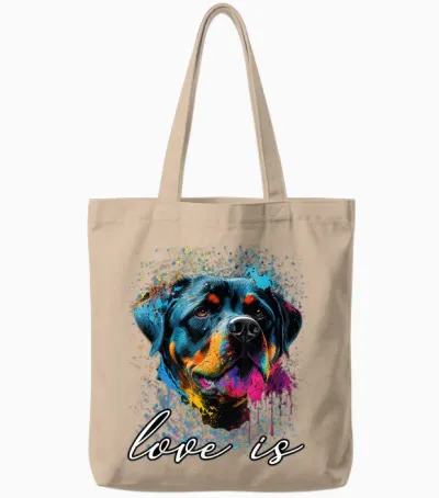 Colorful Splash Art Liebe Ist Mein Rottweiler Rottie Mama Tote Bags - Natural