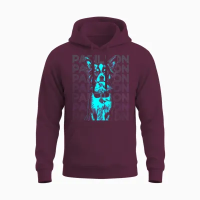 Papillon Dog Retro Unisex Hoodie - Maroon