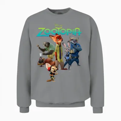 Disney Zootopia Character Group and Logo Unisex Sweatshirt - Sport Grey