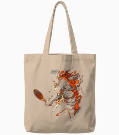 Tennis Player Retro Tennis Vintage Flames Tote Bags - Natural