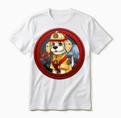 Dogs Firefighter / Fireman Dog Unisex T-Shirt - White