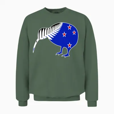 New Zealand, Kiwi New Zealand Unisex Sweatshirt - Military Green