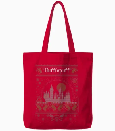 Harry Potter Hufflepuff Ugly Christmas Sweater Pattern Tote Bags - Red
