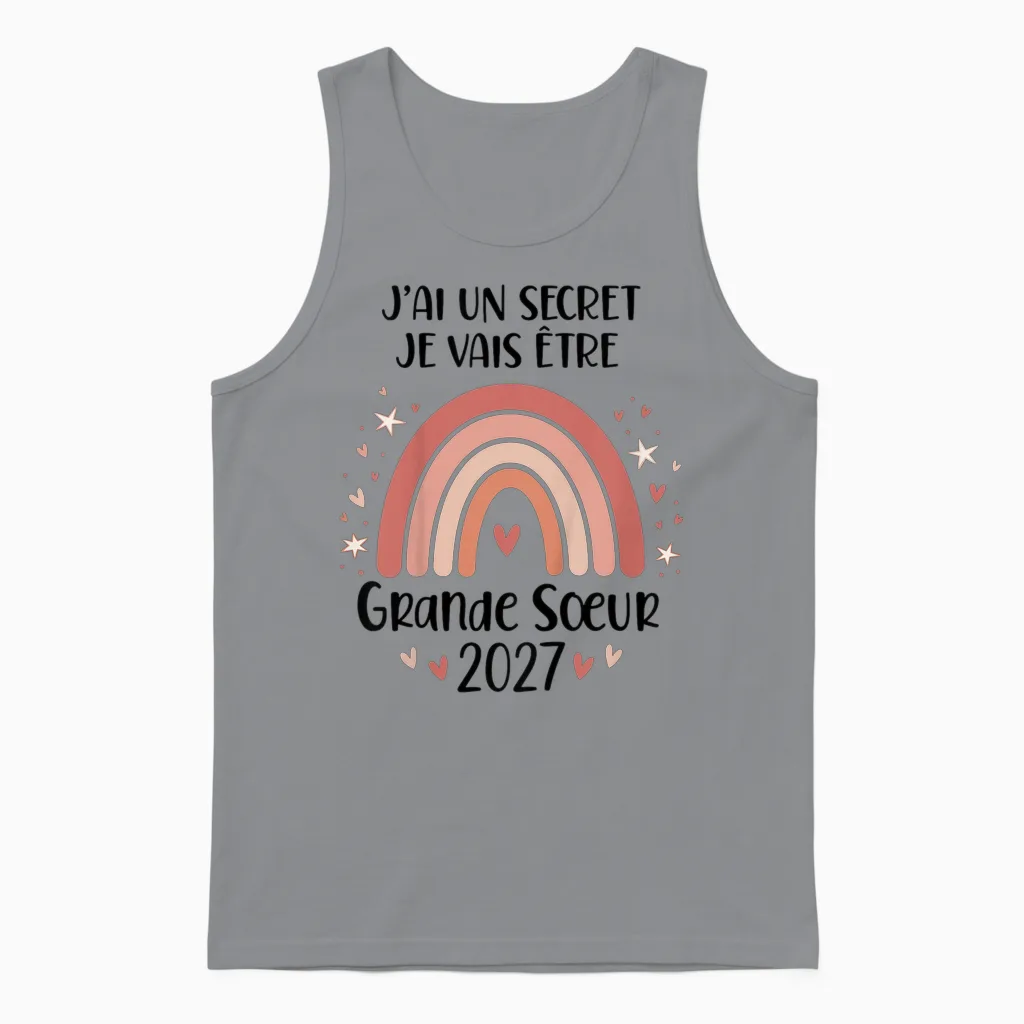 Enfant Future Grande Soeur 2027 Je Vais Etre Grande Soeur Unisex Tank Top in Sport Grey