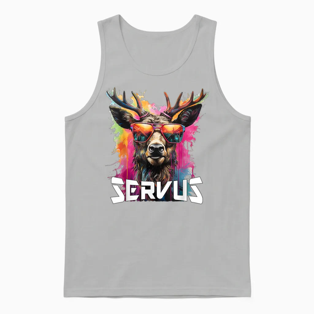 Servus Trachtenshirt Trachten Tracht Hirsch Tirol & Bayern Unisex Tank Top in Ash