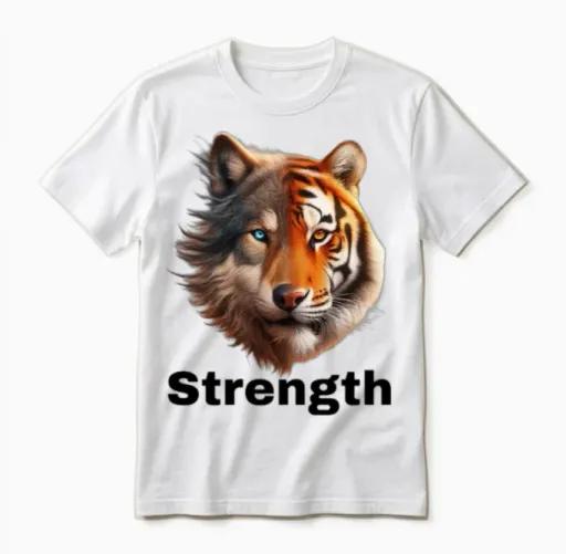 Tiger/wolf Strength Wildlife Gift Unisex T-Shirt in White