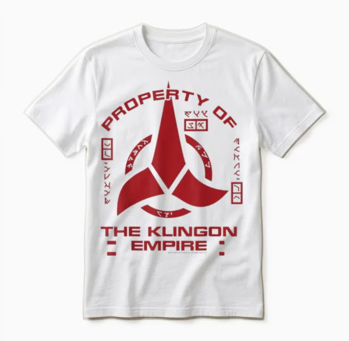 Star Trek Discovery Klingon Empire Graphic T-Shirt with Red Logo T-Shirt, Black, S Unisex T-Shirt in White