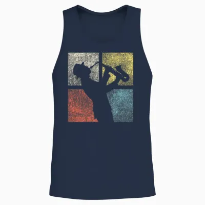Saxophone Retro Vintage Unisex Tank Top - Navy