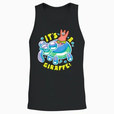 Mademark X Spongebob Squarepants - Spongebob Its a Giraffe Patrick Star Riding Balloon Giraffe Unisex Tank Top - Black