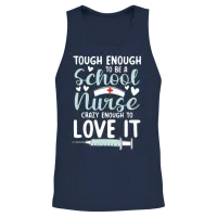 Tough Enough to Be a School Nurse for a School Unisex Tank Top - Navy – 2