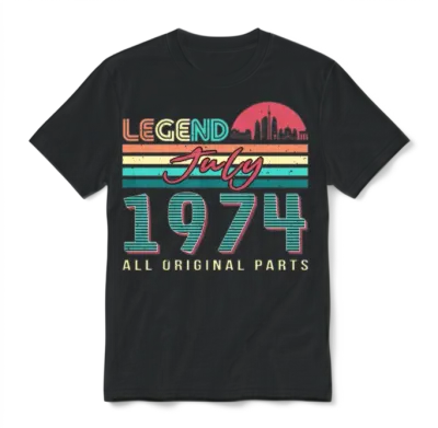 Vintage in July 1974 Unisex T-Shirt - Black