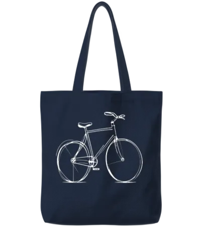Bicycle Bike Cycle - Line Drawing - Cyclist Biking Tote Bags - Navy