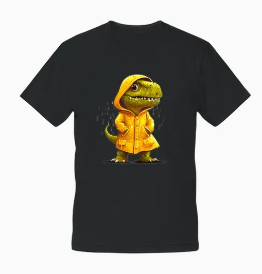 Funny Dinosaur Costume Yellow Raincoat Adult Kids T-Shirt, Black, S Unisex T-Shirt - Black