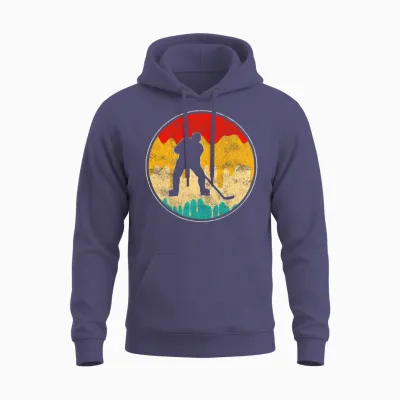 Ice Hockey Retro Unisex Hoodie - Heather Sport Dark Navy