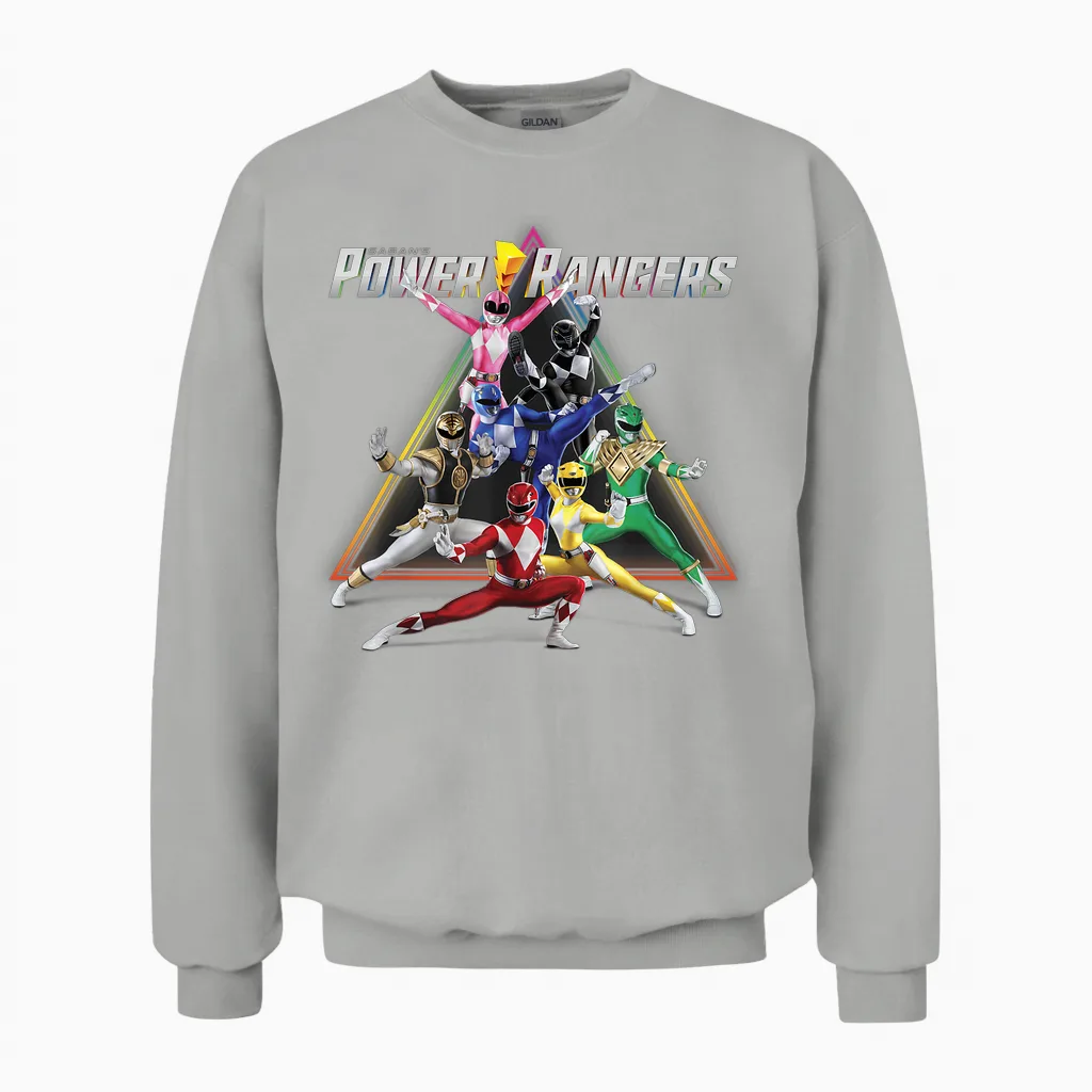 Power Rangers Triangle Group Shot Unisex Sweatshirt in Ash