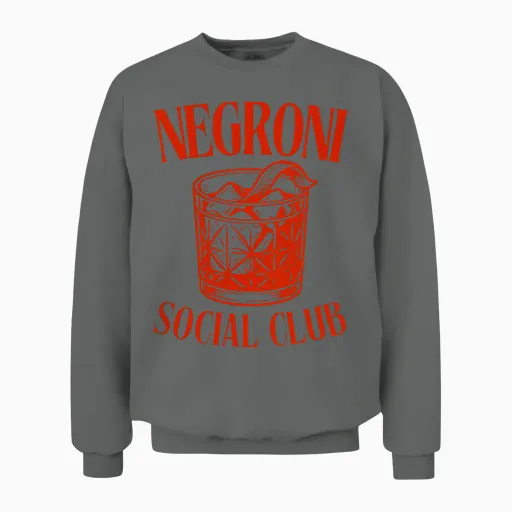 Ni Social Club I Retro Classic Gin Cocktail Team Chest Unisex Sweatshirt in Graphite Heather
