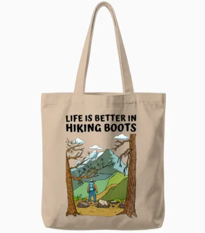 Life Is Better in Hiking Boots Tote Bags - Natural