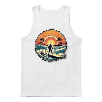 Surfer Surfing Retro Surfer Sunset Retro Unisex Tank Top - White