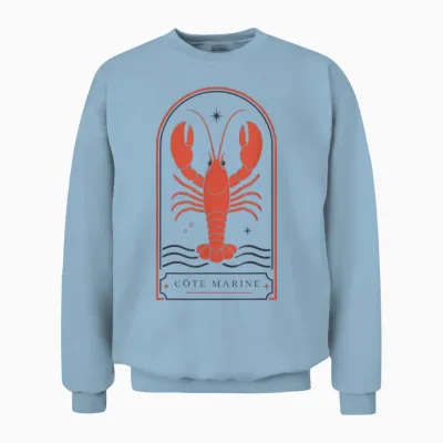 Cote Marine Homard Nautique Côtier Océan Vintage Unisex Sweatshirt - Light Blue