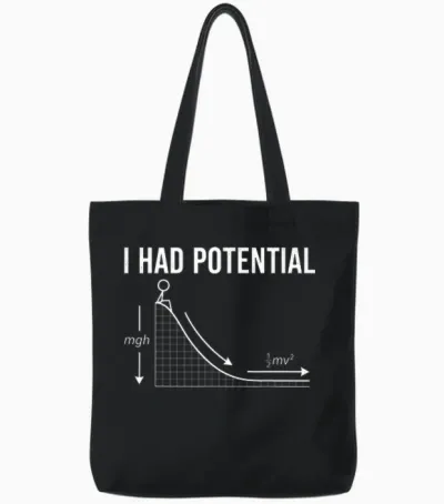 I Had Potential Physics Formula Energy Science Humour Nerd Tote Bags - Black