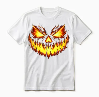 Scary Jack O Lantern Carved Pumpkin Face Halloween Costume Unisex T-Shirt - White