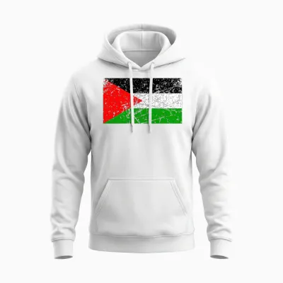 Palestine Flag Graphic for Men Women Unisex Hoodie - White