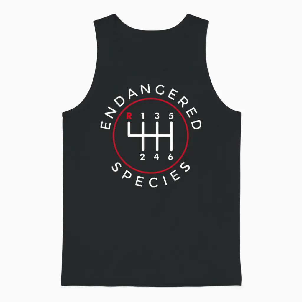 Endangered Species Manual Gearbox Stick Shift 6 Speed Unisex Tank Top in Black